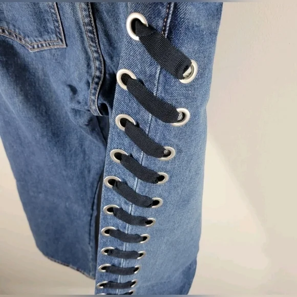 𝅺veronica Beard High Rise Ines Girlfriend Lace Up Jeans Size 25 NWT - Picture 9 of 15